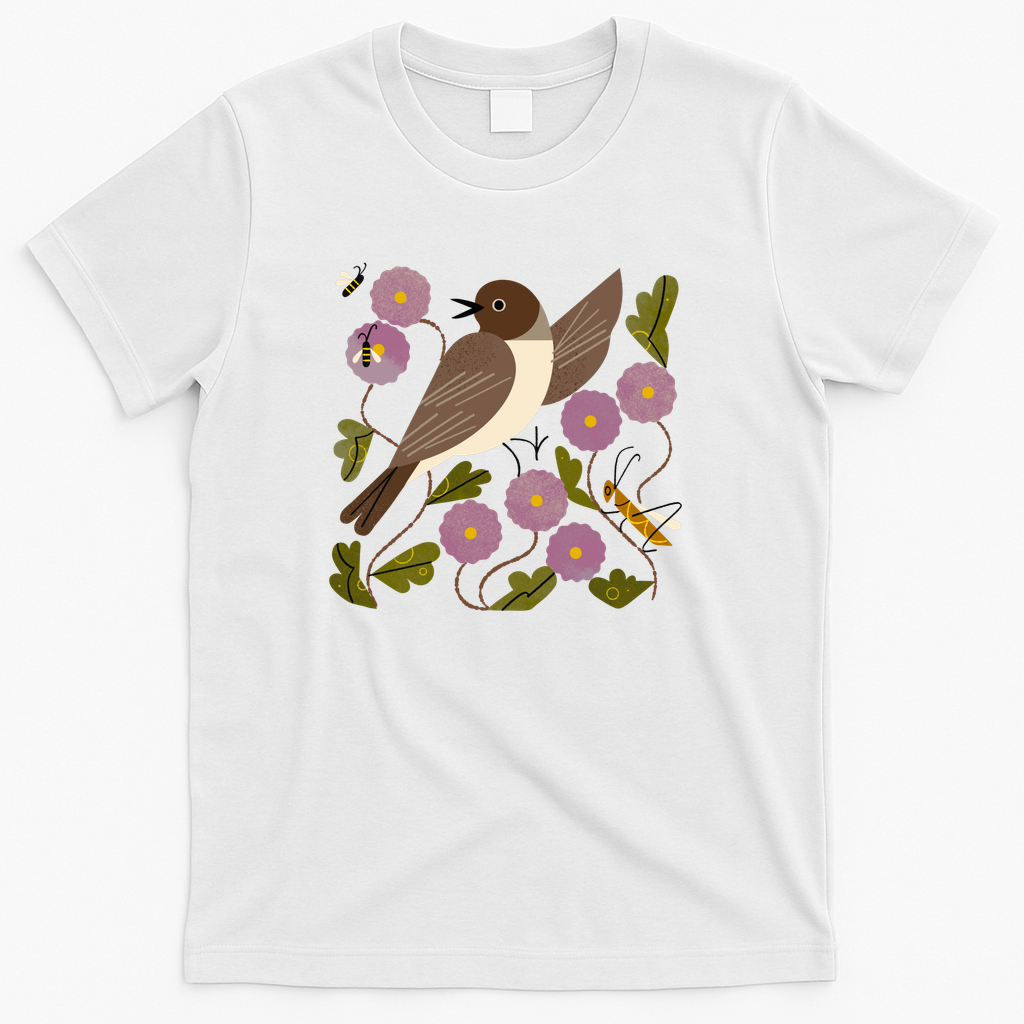 Phoebe Bird And Bugs - White