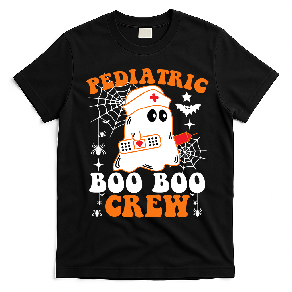 Pediatric Boo Boo Crew Great Gift Funny Nurse Ghost Halloween Gift T-Shirt - Black