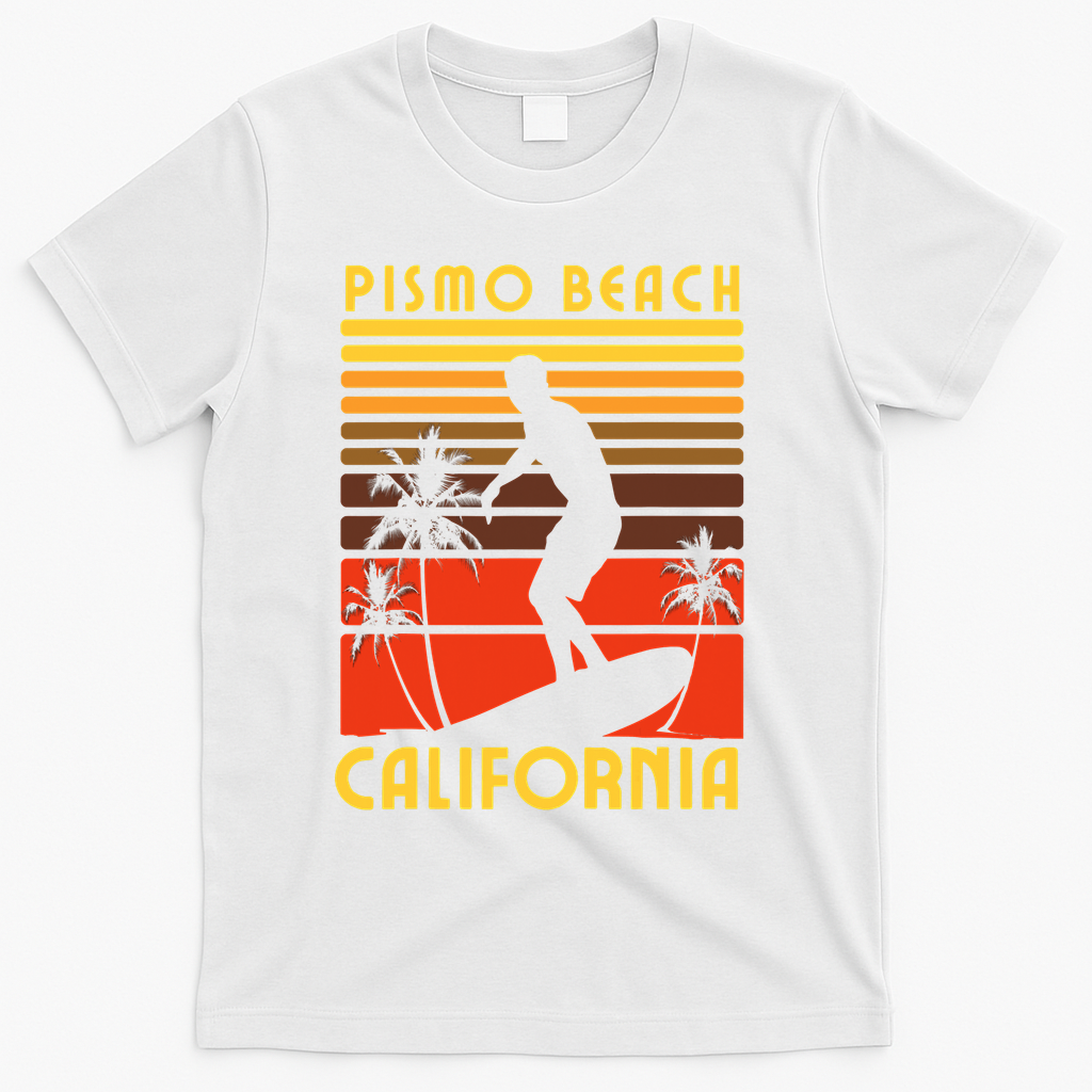 Pismo Beach California Surf Summer Vacation Vintage T-Shirt - White