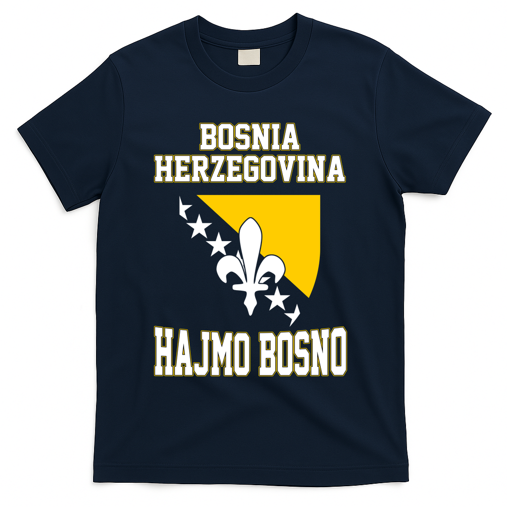 Proud Bosnia Dragon HAJMO BOSNO Country Favorite Cheer Game T-Shirt - Navy