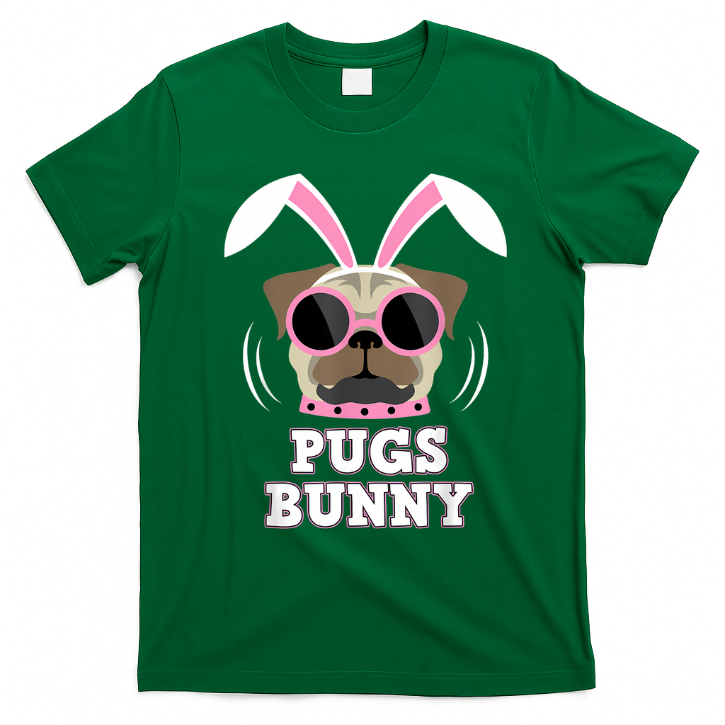 Pugs Bunny Happy Easter Puggy Pug Lover Easter Bunny Dog T-Shirt - Irish Green