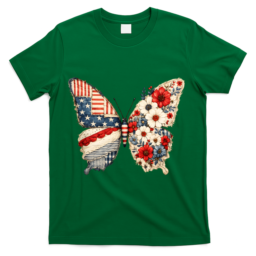 Patriotic Butterfly T-Shirt - Green