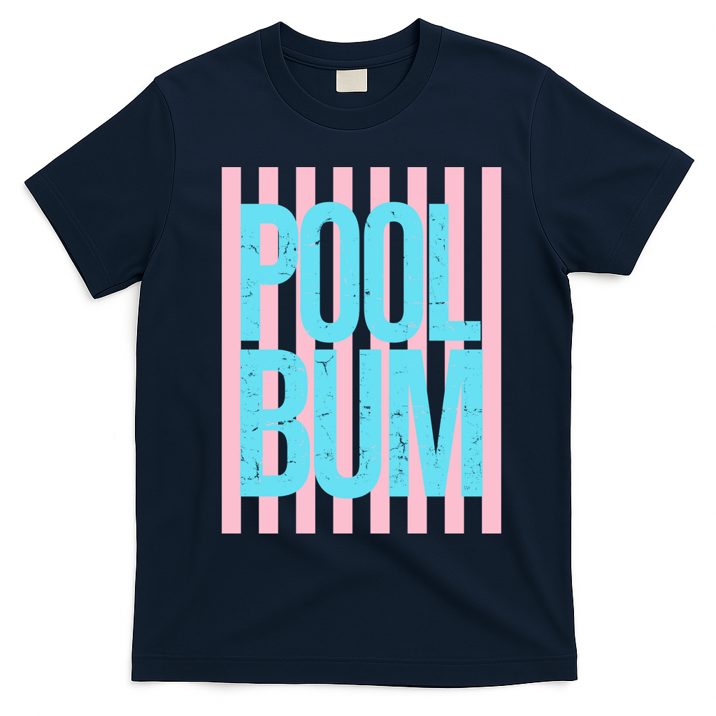 Pool Bum Retro Stripes Sunshine T-Shirt - Navy Blue