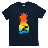 Pineapple Summer Sunset Beach T-Shirt - Navy