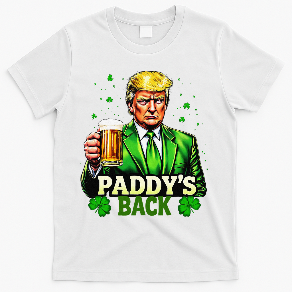 PaddyS Back Trump Beer Shamrock St PatrickS Day Trump T-Shirt - White