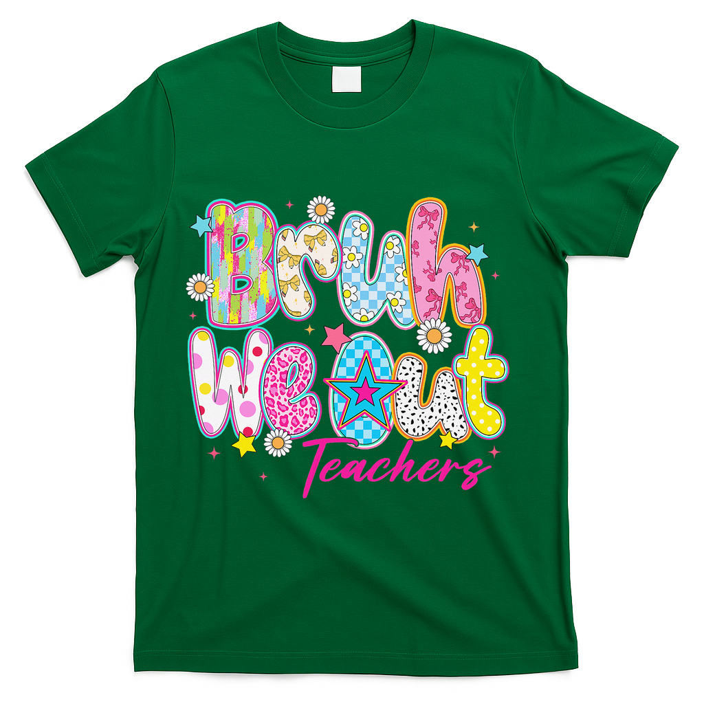 Preppy Bruh We Out Teachers Last Day Of School Summer Break T-Shirt - Green