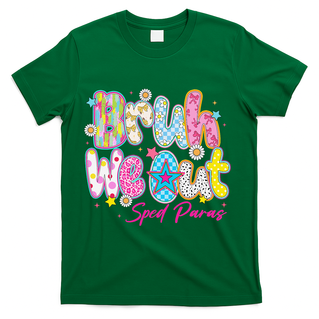 Preppy Bruh We Out Sped Paras Last Day Of School Summer T-Shirt - Green