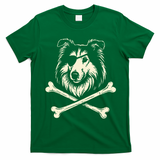 Pirate Collie Crossbones Dog T-Shirt - Irish Green