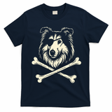 Pirate Collie Crossbones Dog T-Shirt - Navy Blue
