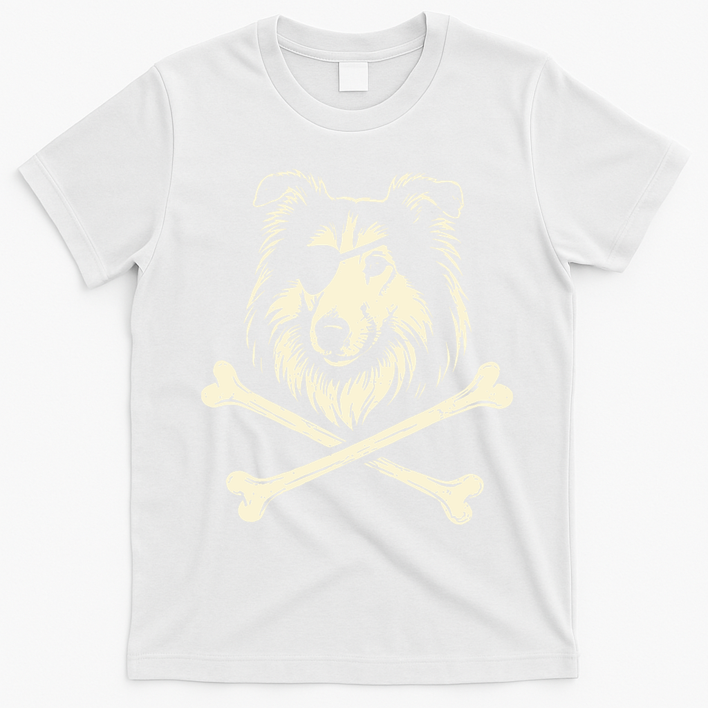 Pirate Collie Crossbones Dog T-Shirt - White