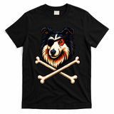 Pirate Collie Crossbones Cute Dog Funny T-Shirt - Black