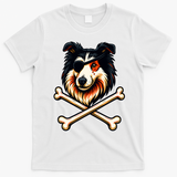 Pirate Collie Crossbones Cute Dog Funny T-Shirt - White