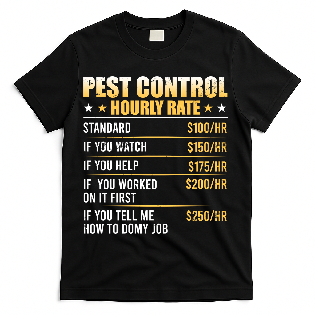 Pest Control Exterminator Pest Controller Hourly Rate T-Shirt - Black