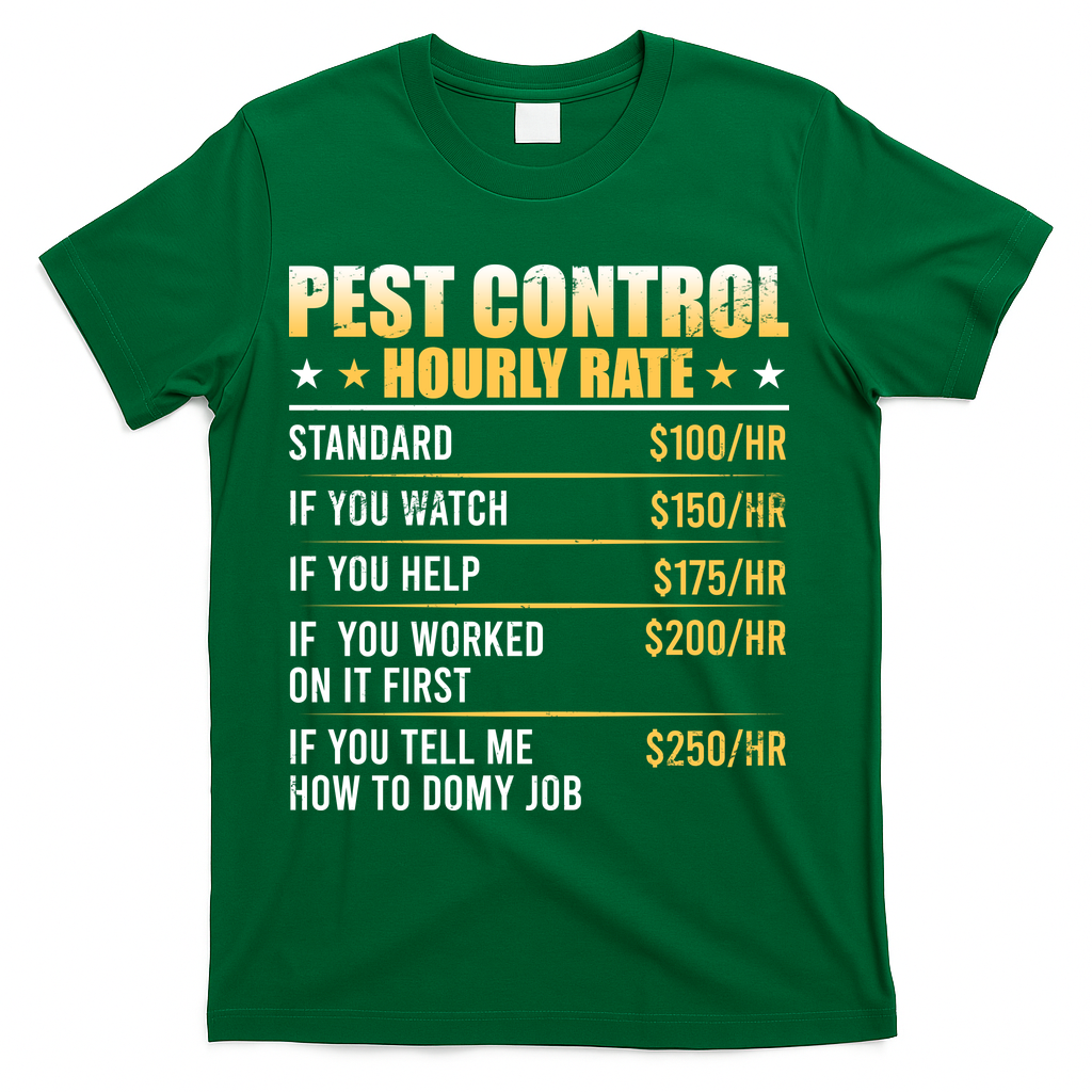 Pest Control Exterminator Pest Controller Hourly Rate T-Shirt - Green