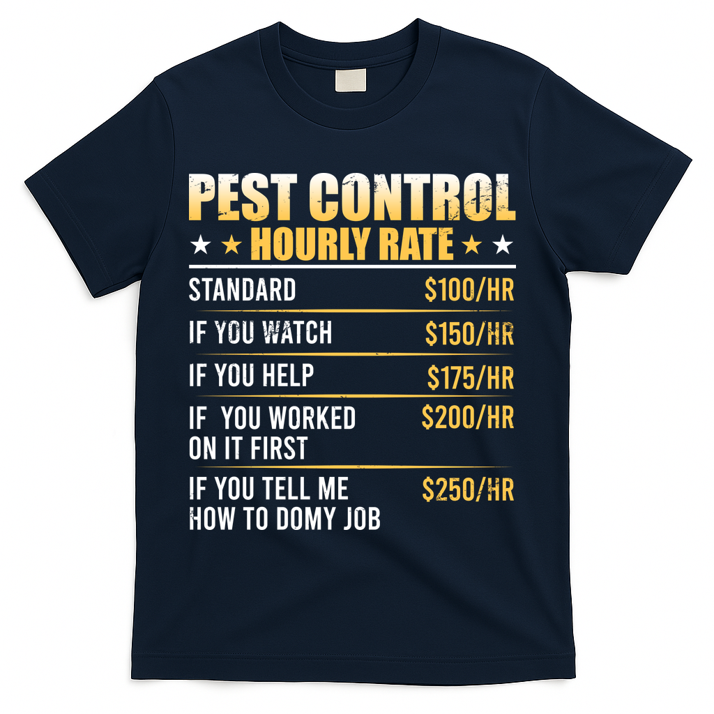 Pest Control Exterminator Pest Controller Hourly Rate T-Shirt - Navy