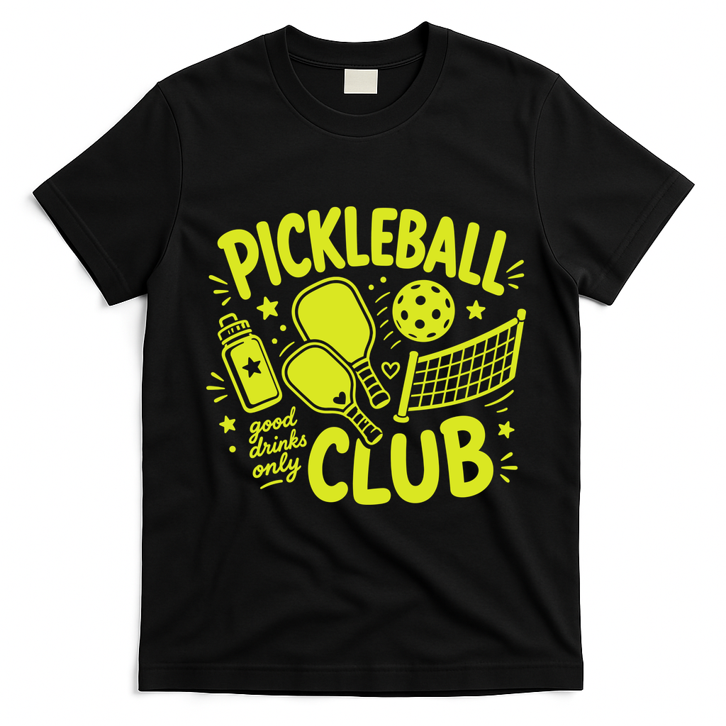 Pickleball Club Good Drinks Only T-Shirt - Black