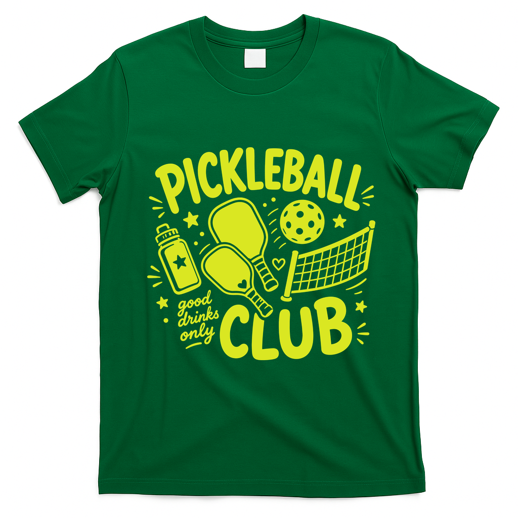 Pickleball Club Good Drinks Only T-Shirt - Irish Green