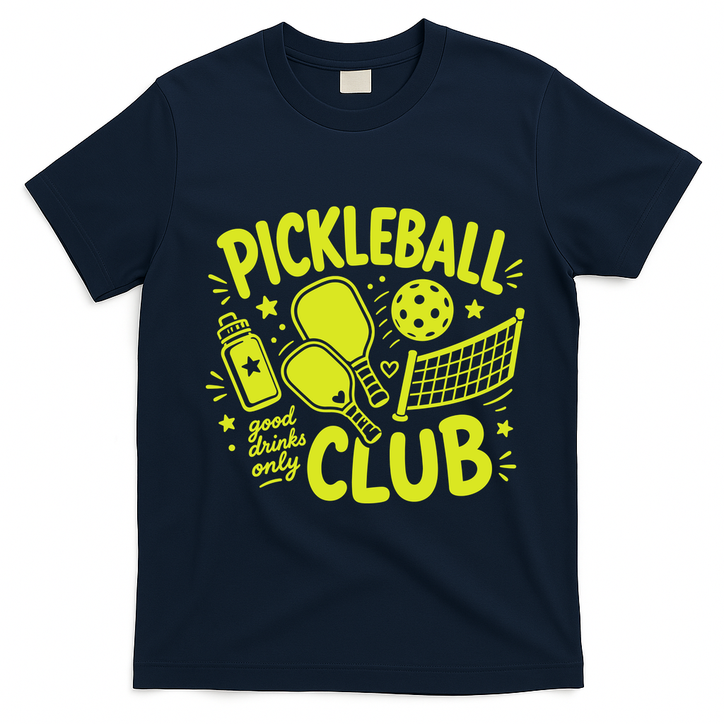 Pickleball Club Good Drinks Only T-Shirt - Navy Blue