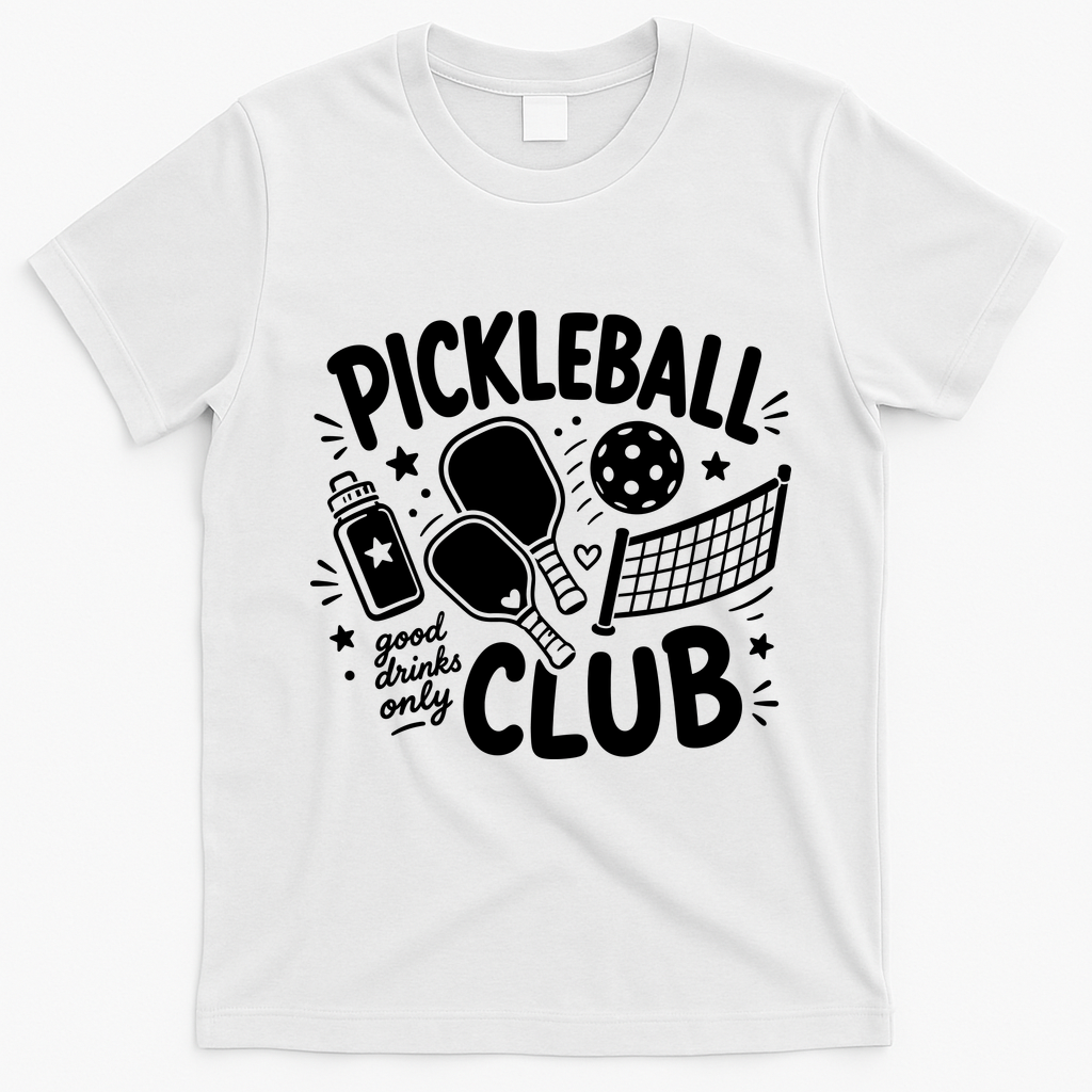 Pickleball Club Good Drinks Only T-Shirt - White
