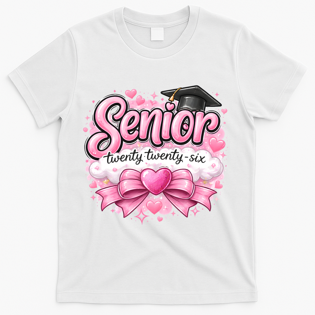 Pink Class Of 2026 Senior Graduate T-Shirt - White