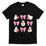 Pink Coquette Spooky Girly Halloween T-Shirt - Black