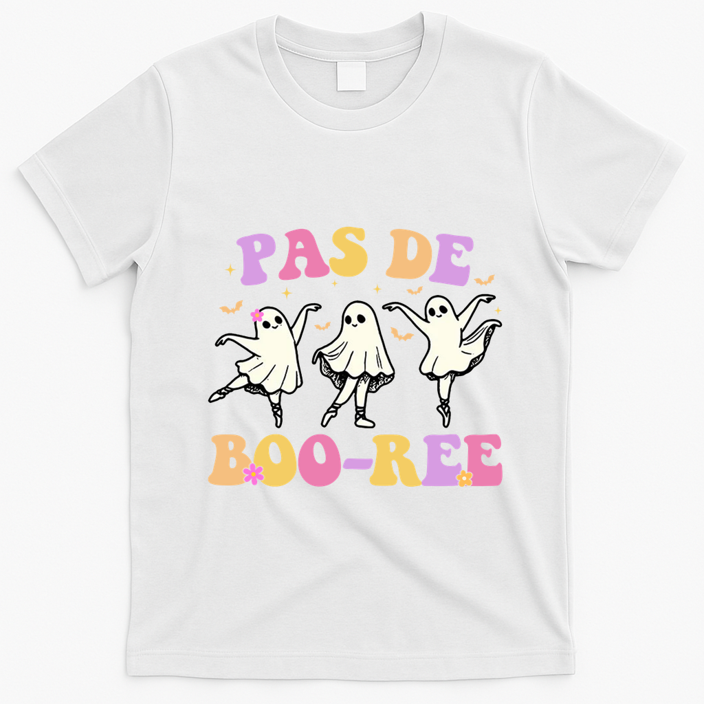 Pas De BooréE Ghost Ballet Dancer Halloween T-Shirt - White