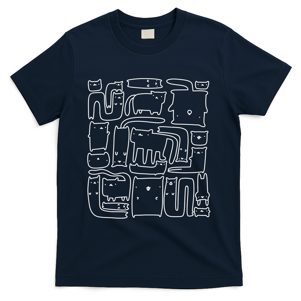 poorly drawn cats (white) - Navy