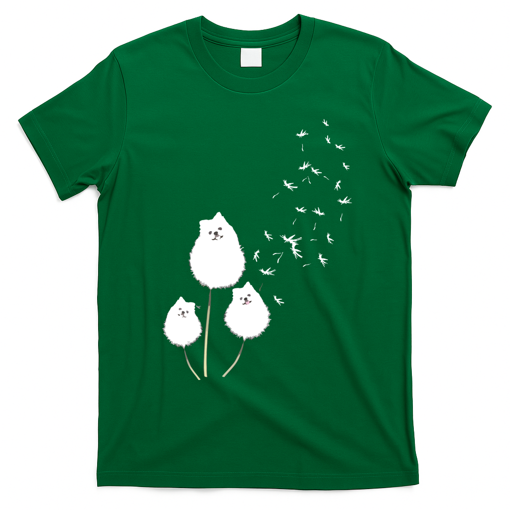 Pomeranian Dandelion Flower Tee Pomeranian Costume Gifts T-Shirt - Irish Green