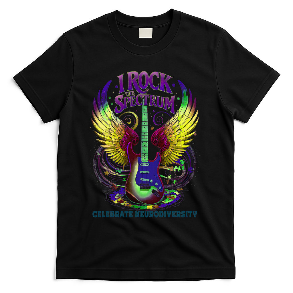 Proud Diversity I ROCK THE SPECTRUM Autism Teacher Stimming T-Shirt - Black