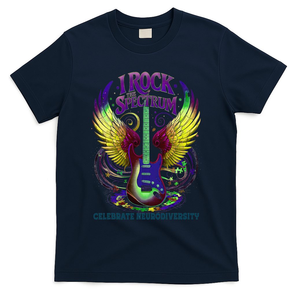 Proud Diversity I ROCK THE SPECTRUM Autism Teacher Stimming T-Shirt - Navy