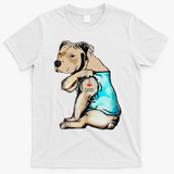 Pitbull Dog I Love Dad Tattoo Funny Family T-Shirt - White