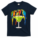 Parrots Drinking Margarita On Summer Vacation Birds Tee Gift T-Shirt - Navy