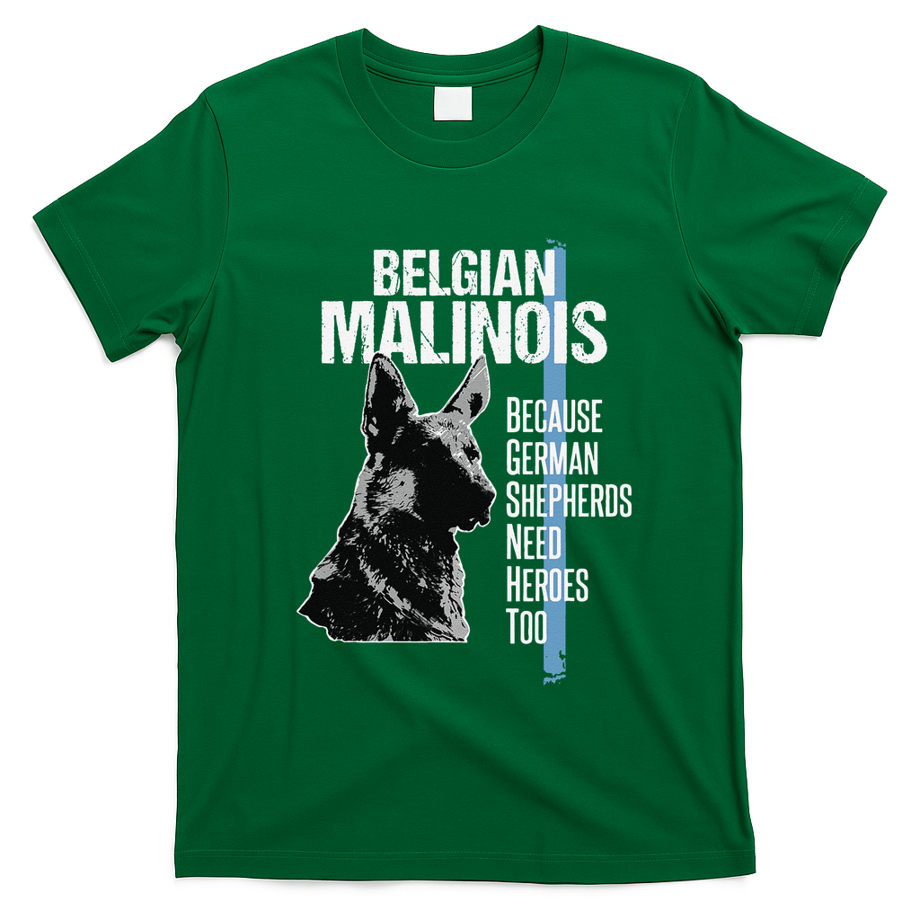 Police Dog Malinois Funny K9 Thin Blue Line Flag T-Shirt - Irish Green