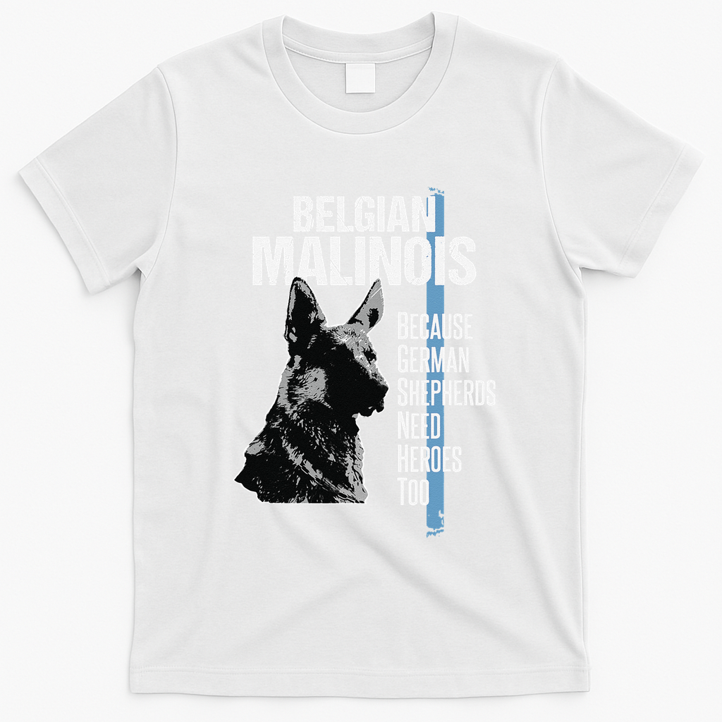 Police Dog Malinois Funny K9 Thin Blue Line Flag T-Shirt - White