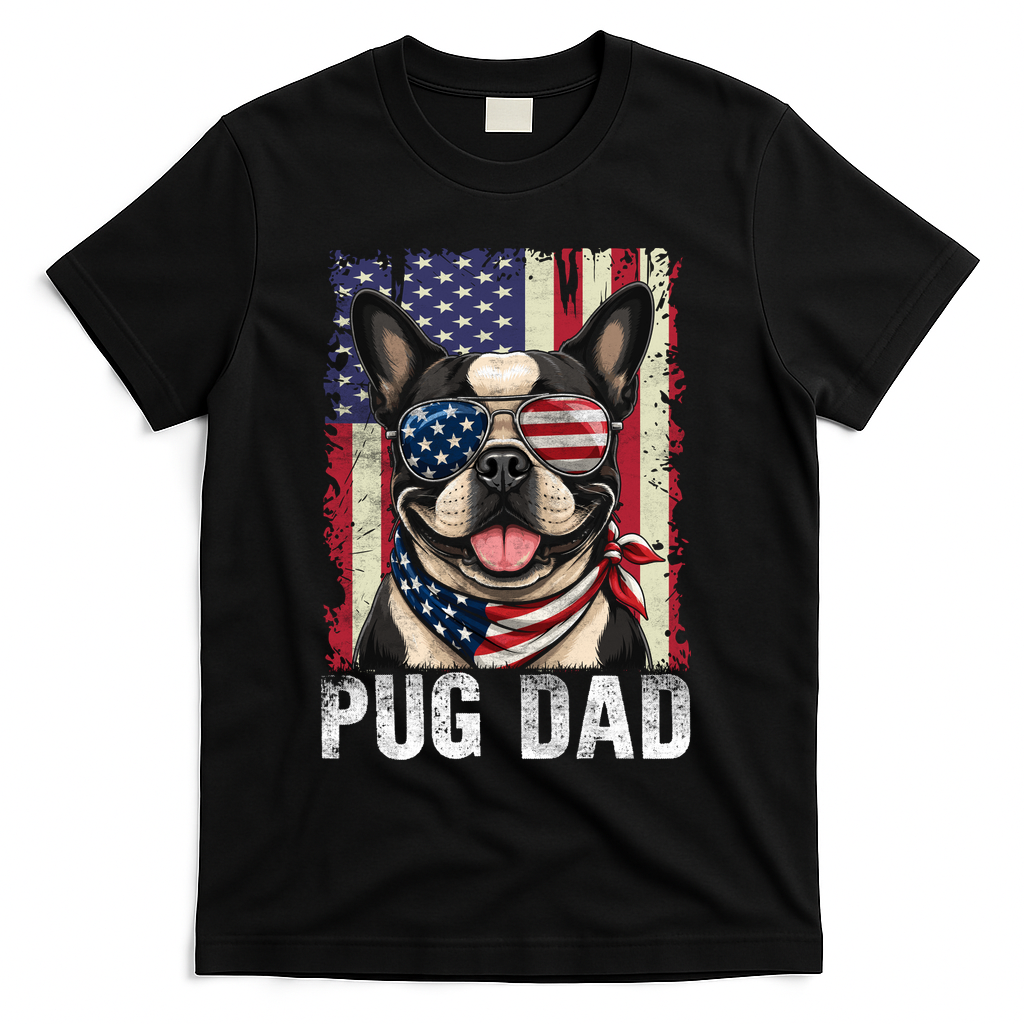 Pug Dad T-Shirt - Black