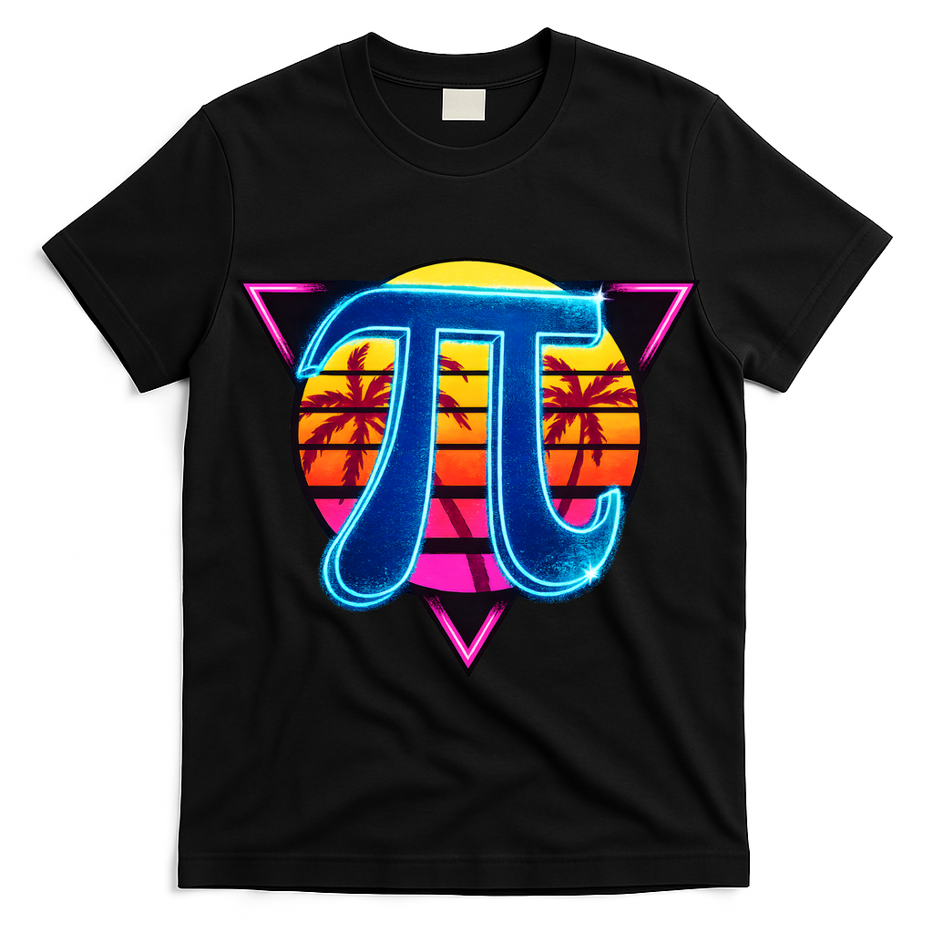 Pi Day Retro Tropical Logo T-Shirt