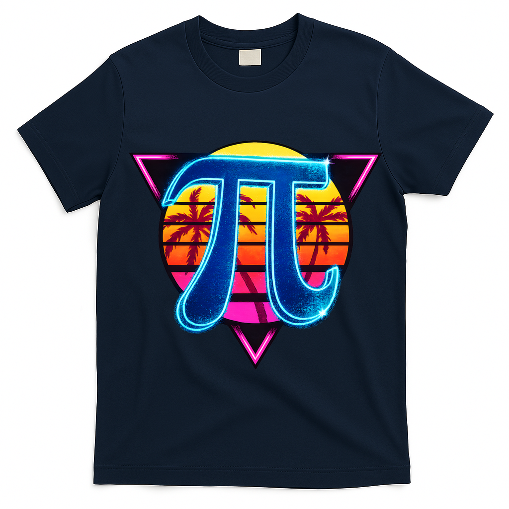 Pi Day Retro Tropical Logo T-Shirt