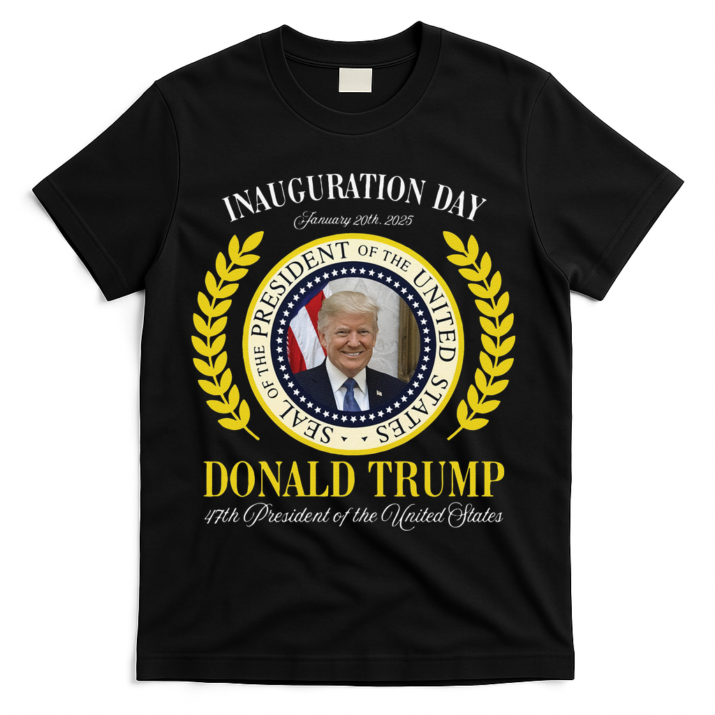 President Donald Trump Inauguration Day 2025 Memorabilia Gift T-Shirt - Black