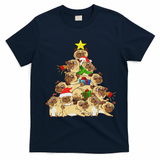 Pug Dogs Tree Christmas Sweater Xmas Pet Animal Dog Gifts T-Shirt - Navy Blue