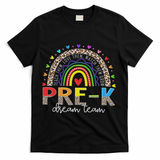 Prek Dream Team Leopard Rainbow Teacher Squad Back To School T-Shirt - Black