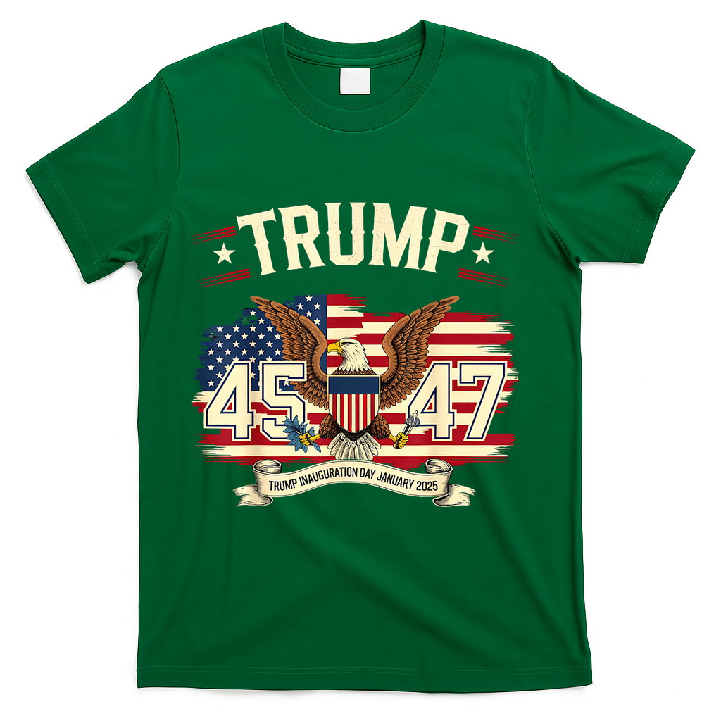 President Donald Trump Inauguration Day 2025 Memorabilia America Flag Design T-Shirt - Green