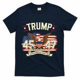 President Donald Trump Inauguration Day 2025 Memorabilia America Flag Design T-Shirt - Navy