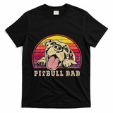 Pitbull Dad Vintage Smiling Pitbull on Sunset T-Shirt - Black