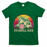 Pitbull Dad Vintage Smiling Pitbull on Sunset T-Shirt - Irish Green