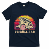 Pitbull Dad Vintage Smiling Pitbull on Sunset T-Shirt - Navy Blue