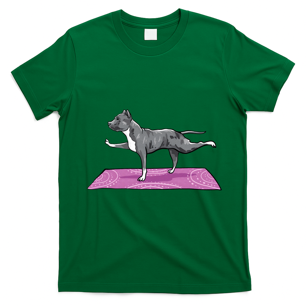 Pitbull Doing Yoga Funny Pitbull Dog Lover Yogi Teacher T-Shirt - Irish Green