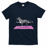 Pitbull Doing Yoga Funny Pitbull Dog Lover Yogi Teacher T-Shirt - Navy Blue