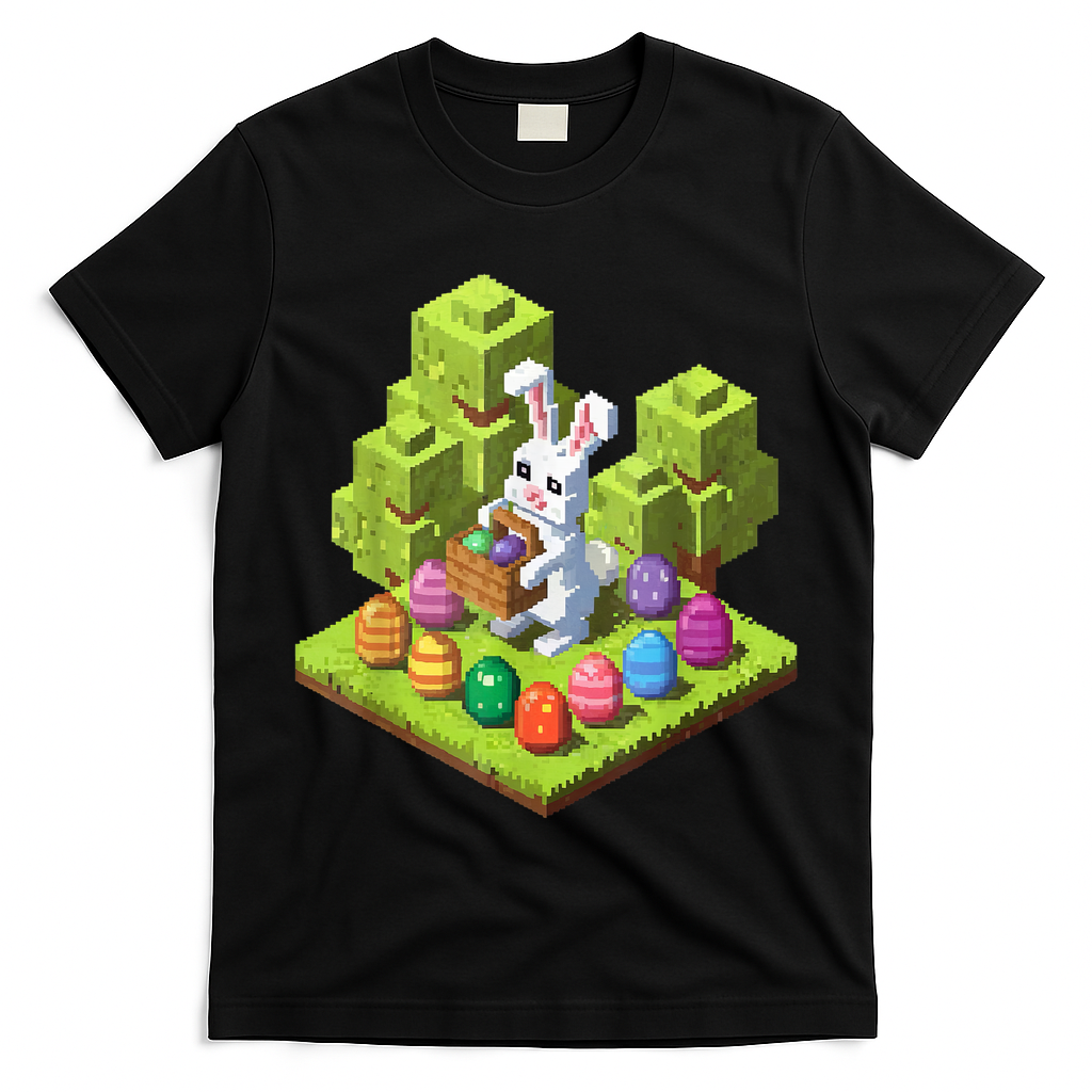 Pixel Easter Bunny Video Gamer Egg Hunting Fun Boy  T-Shirt