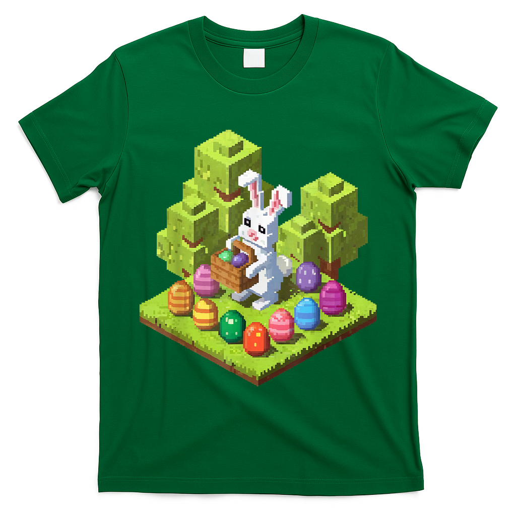Pixel Easter Bunny Video Gamer Egg Hunting Fun Boy  T-Shirt