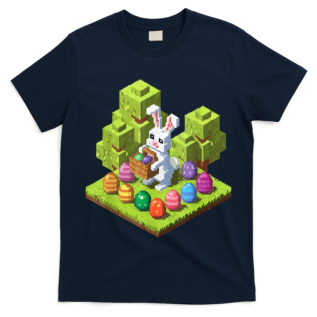 Pixel Easter Bunny Video Gamer Egg Hunting Fun Boy  T-Shirt